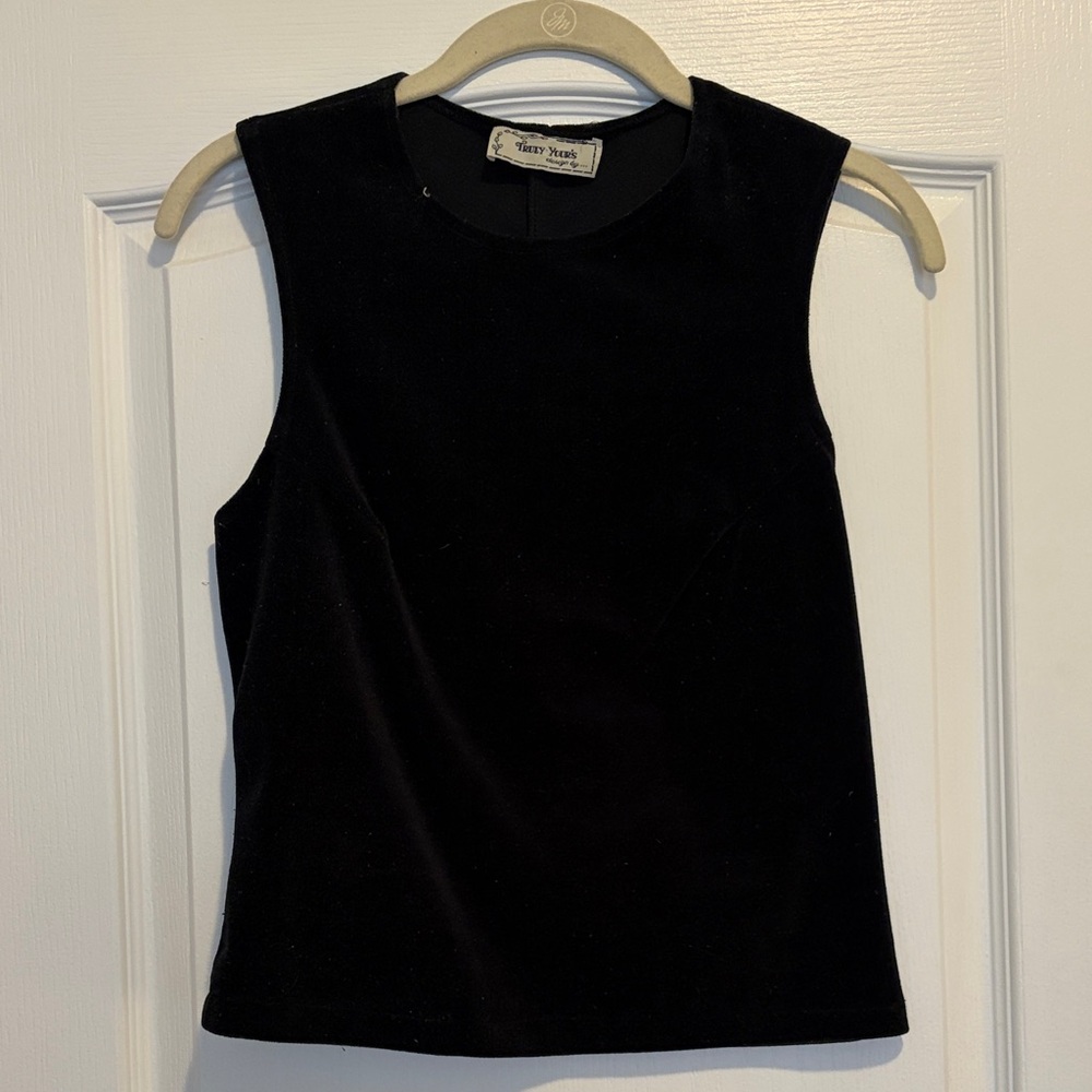 Vintage Velour Black Sleeveless Top, small